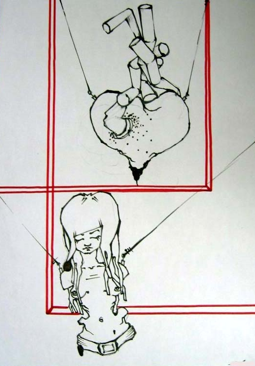 immagine di un disegno prodotto nel percorso di arteterapia di una signora con disturbo alimentare